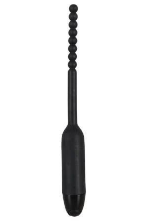 Чёрный вибростимулятор для уретры Silikon Dilator - 19 см.