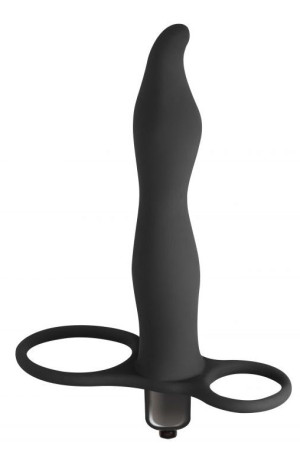 Черная вибронасадка для двойного проникновения Flirtini - 15,9 см.