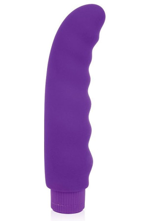 Фиолетовый изогнутый ребристый вибромассажер - 15 см.