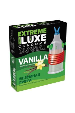 Стимулирующий презерватив  Безумная Грета  с ароматом ванили - 1 шт.