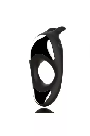 Черное эрекционное кольцо с двумя моторами Zeus Dual Vibe Cock Ring